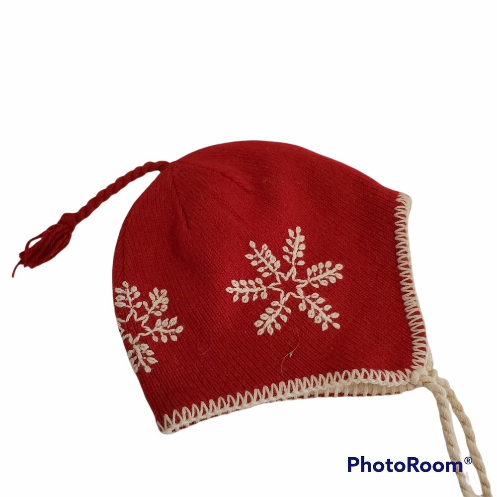 Eddie Bauer Kids Wool Blend Fleece Lined Red Winter Hat